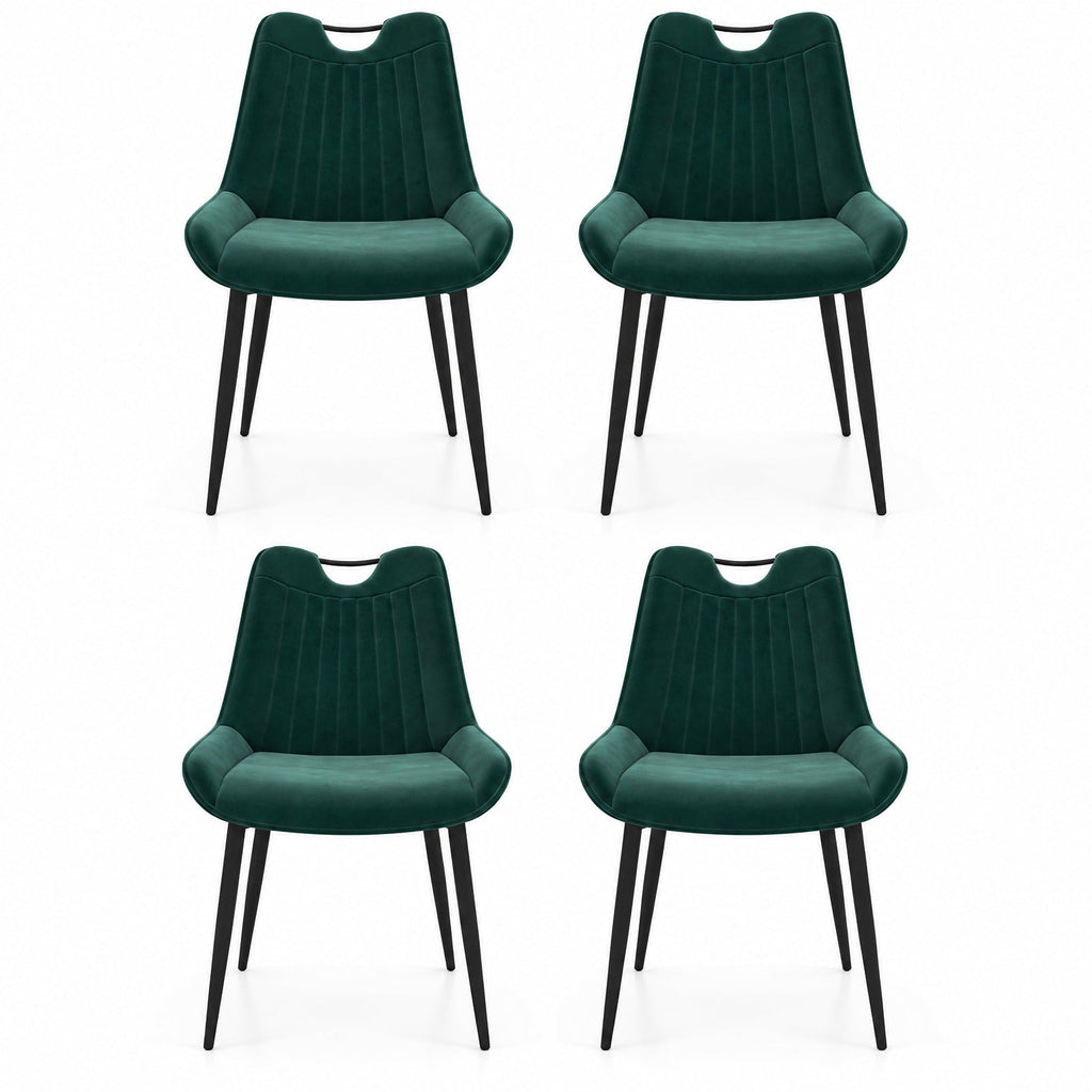 Airfind Dining Chair Set, of 4 Velvet Upholstered Kitchen Chairs with Metal Legs, 330 lbs Capacity, PU Leather Sponge Metal Frame, Green
