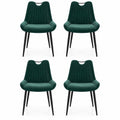 Airfind Dining Chair Set, of 4 Velvet Upholstered Kitchen Chairs with Metal Legs, 330 lbs Capacity, PU Leather Sponge Metal Frame, Green
