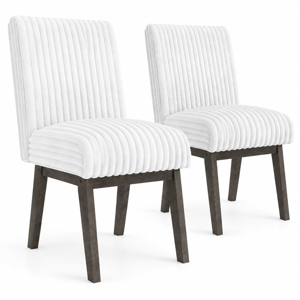 Airfind Dining Chairs Set of 2 Fabric Upholstered Kitchen Chairs with Padded Seatand Rubber Wood Legs-Gray and White, 400 lbs Capacity, Gray
