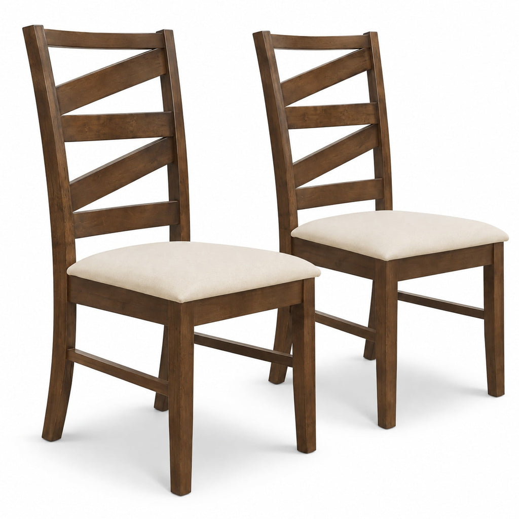 Airfind Dining Chairs Set of 2 with Backrests and Rubber Wood Frames, Chair 330 lbs Capacity, 21 × 18 × 38 Footprint, Brown