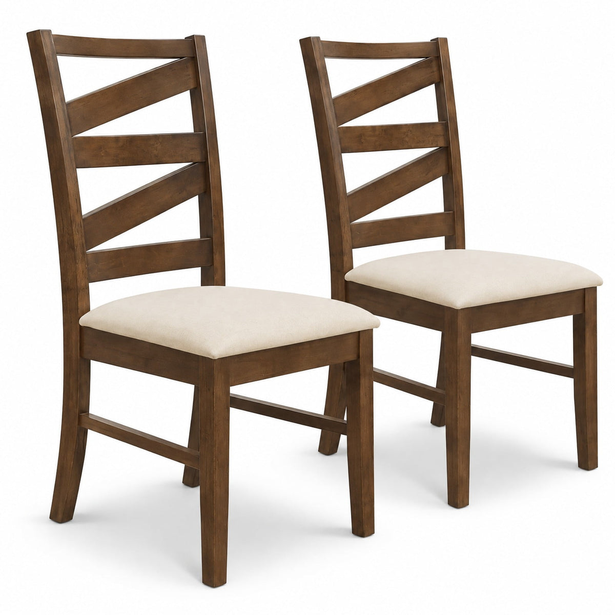 Airfind Dining Chairs Set of 2 with Backrests and Rubber Wood Frames, Chair 330 lbs Capacity, 21 × 18 × 38 Footprint, Brown