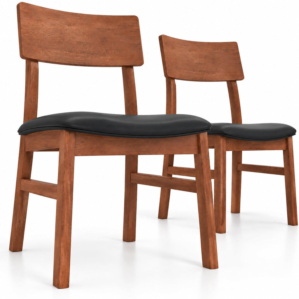 Airfind Dining Chairs Set of 2 with Rubber Wood Legs and Faux Leather Upholstered Seat, 330 lbs Capacity, Rubber Wood Frame, Black