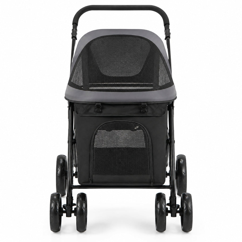 Airfind Dog Stroller for Medium Small Senior Elderly Dogs with Dual Entry, 66 lbs Capacity, 600D Oxford Fabric Mesh Metal Frame, Black