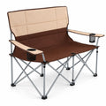 Airfind Double Camping Chair with Carry Bag Cup Holders, 660 lbs Capacity, Metal Oxford Fabric Sponge, 40 Inch x 20.5 Inch x 36.5 Inch , Brown