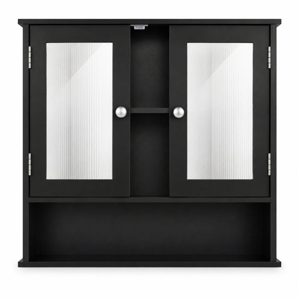 Airfind Double Door Wall-Mounted Bathroom Mirror Cabinet with Storage Shelf, 44 lbs Capacity, Engineered Wood Frame, 20in x 3.5in x 16in Footprint