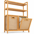 Airfind Double Tilt Out Laundry Hamper with 3 Shelves and 2 Removable Baskets for Dirty Clothes, 220 lbs Capacity, 32in x 12in x 44in Laundry Footprint