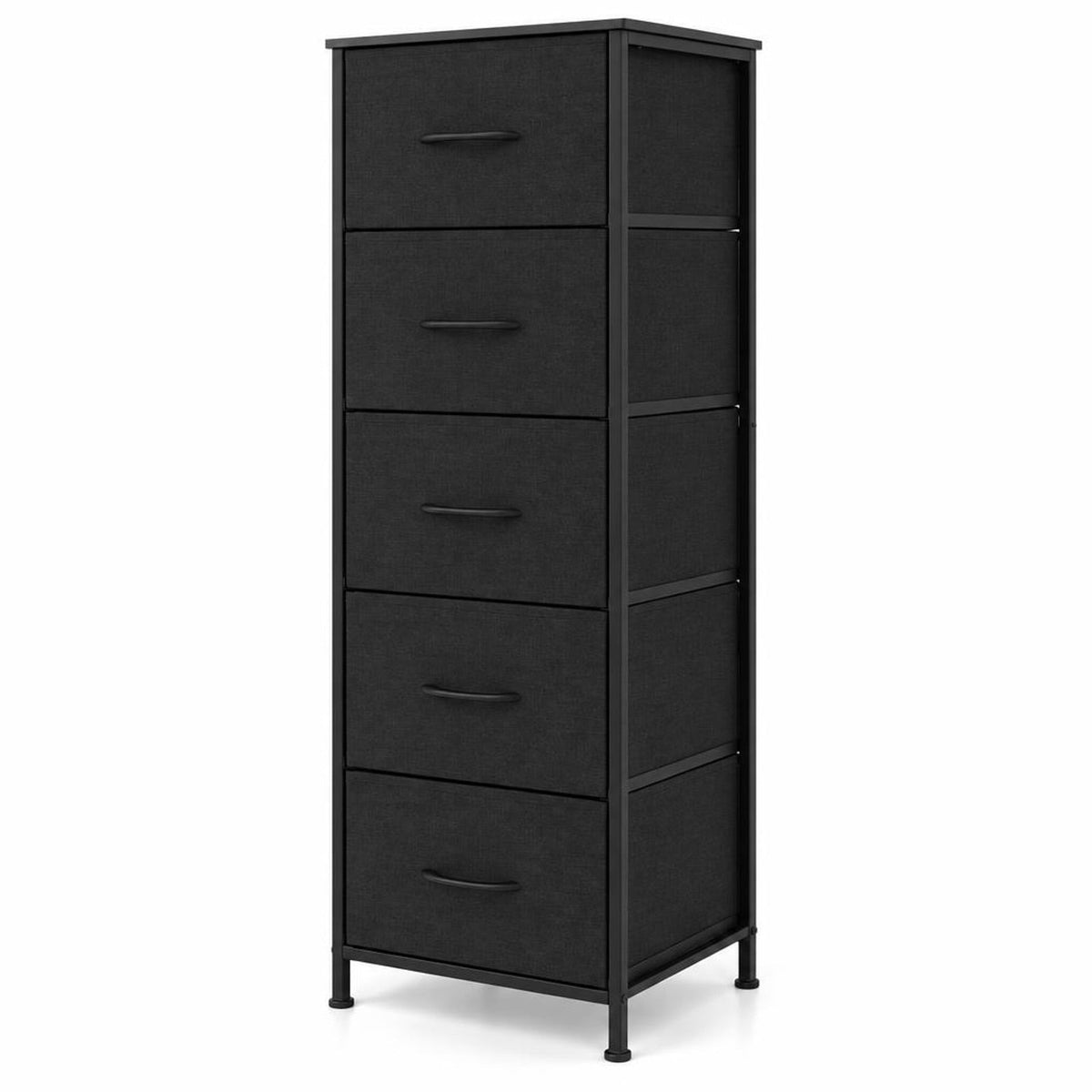 Airfind Dresser Nightstand with 5 Roomy Fabric Drawers for Bedroom, 130 lbs Capacity, Metal Engineered Wood Non-Woven Fabric Frame, Black