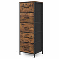 Airfind Dresser Nightstand with 5 Roomy Fabric Drawers for Bedroom, 130 lbs Capacity, Metal Engineered Wood Non-Woven Fabric Frame, Brown