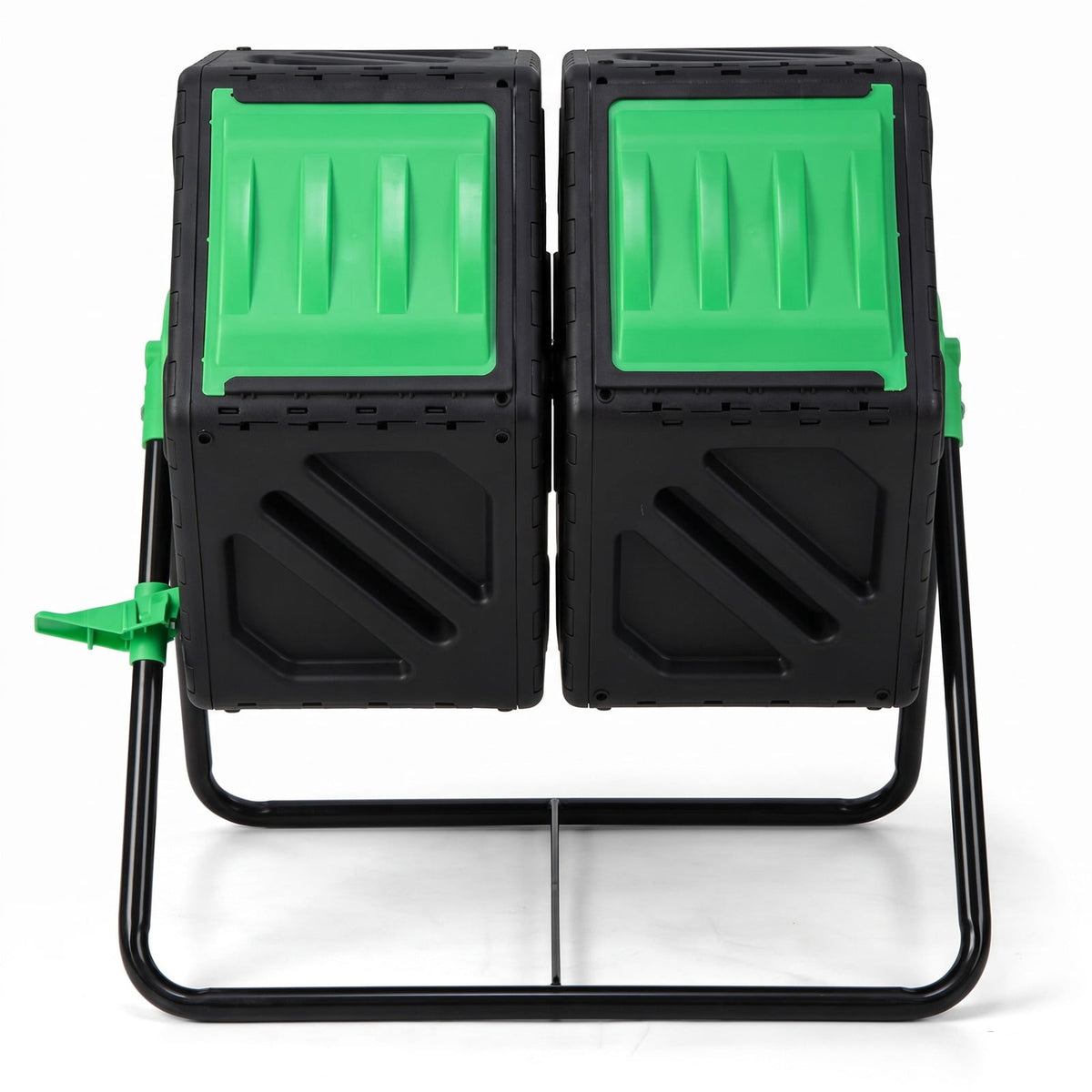 Airfind Dual Chamber Garden Compost Tumbler with Sliding Doors-Black Green, Black, Dimensions 25.5 x 23.5 x 29Size of 2