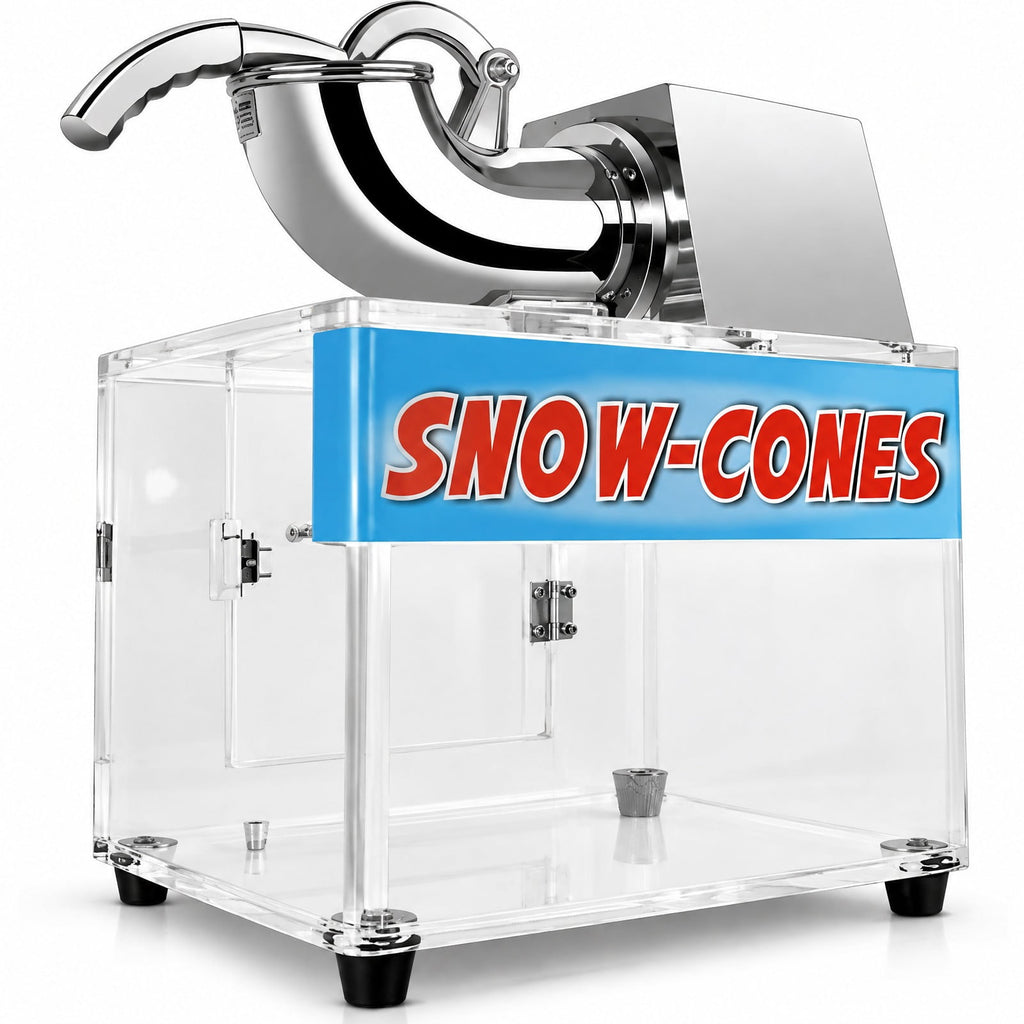 Airfind Electric Snow Cone Machine Ice Shaver Maker, 201 stainless Steel Frame, 16.5 x 12.5 x 24 (L x W x H) Acrylic box Footprint