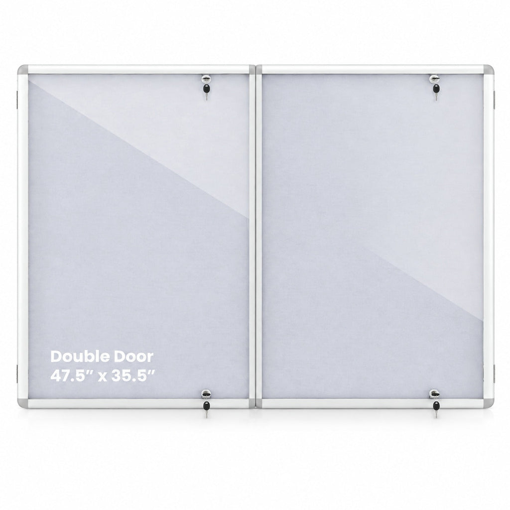 Airfind Enclosed Bulletin Board Lockable Cork Notice Board with Aluminum Frame, Felt Aluminum PET Frame, 47.5 x 35.5 Footprint, Sliver