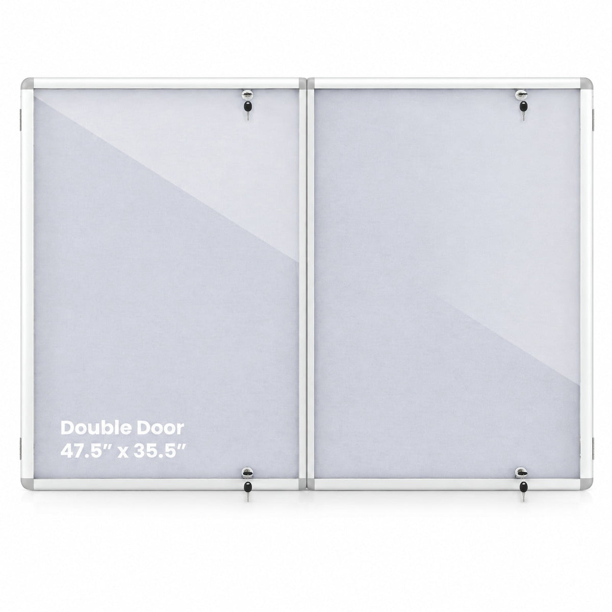 Airfind Enclosed Bulletin Board Lockable Cork Notice Board with Aluminum Frame, Felt Aluminum PET Frame, 47.5 x 35.5 Footprint, Sliver