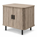 Airfind End Table Modern Mid Century Nightstand with Sliding Tambour Doors and Storage Shelf, 88 lbs Capacity, Engineered Wood MDF Metal Frame