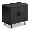 Airfind End Table Modern Mid Century Nightstand with Sliding Tambour Doors and Storage Shelf, 88 lbs Capacity, Engineered Wood MDF Metal Frame