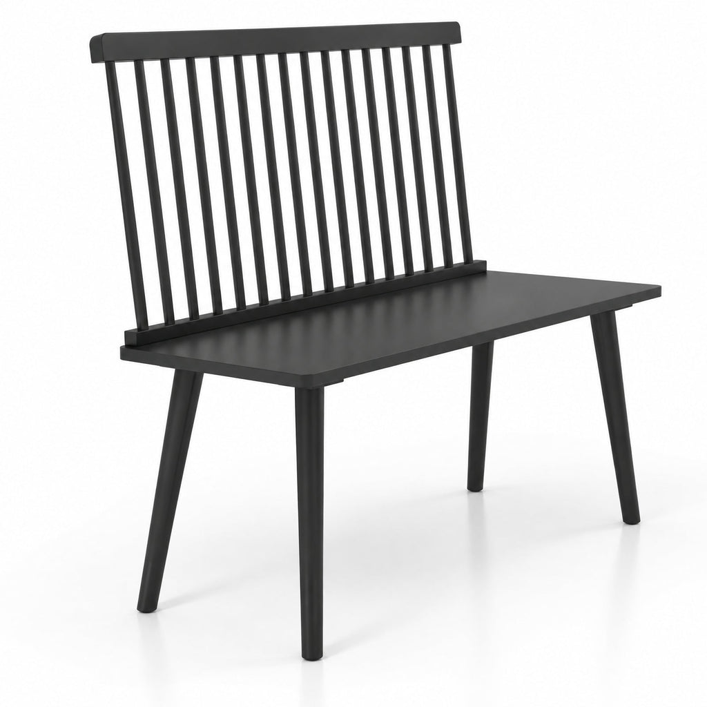 Airfind Entryway Bench, for 2 with Spindle Back for Kitchen Dining Room Hallway, 440 lbs Capacity, Rubber Wood Frame, 39 Inch x 18.5 Inch x 36.5 Inch, Black