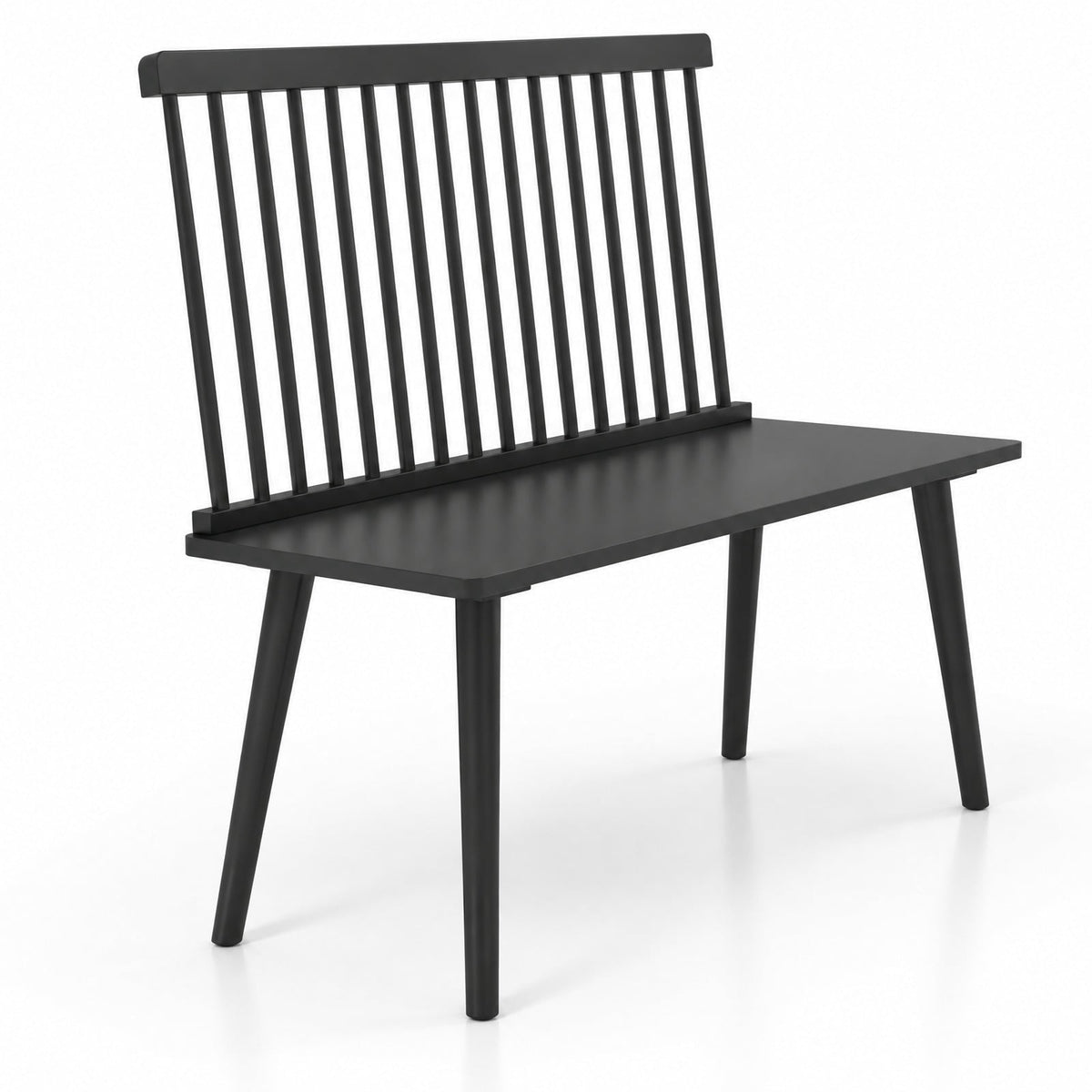Airfind Entryway Bench, for 2 with Spindle Back for Kitchen Dining Room Hallway, 440 lbs Capacity, Rubber Wood Frame, 39 Inch x 18.5 Inch x 36.5 Inch, Black