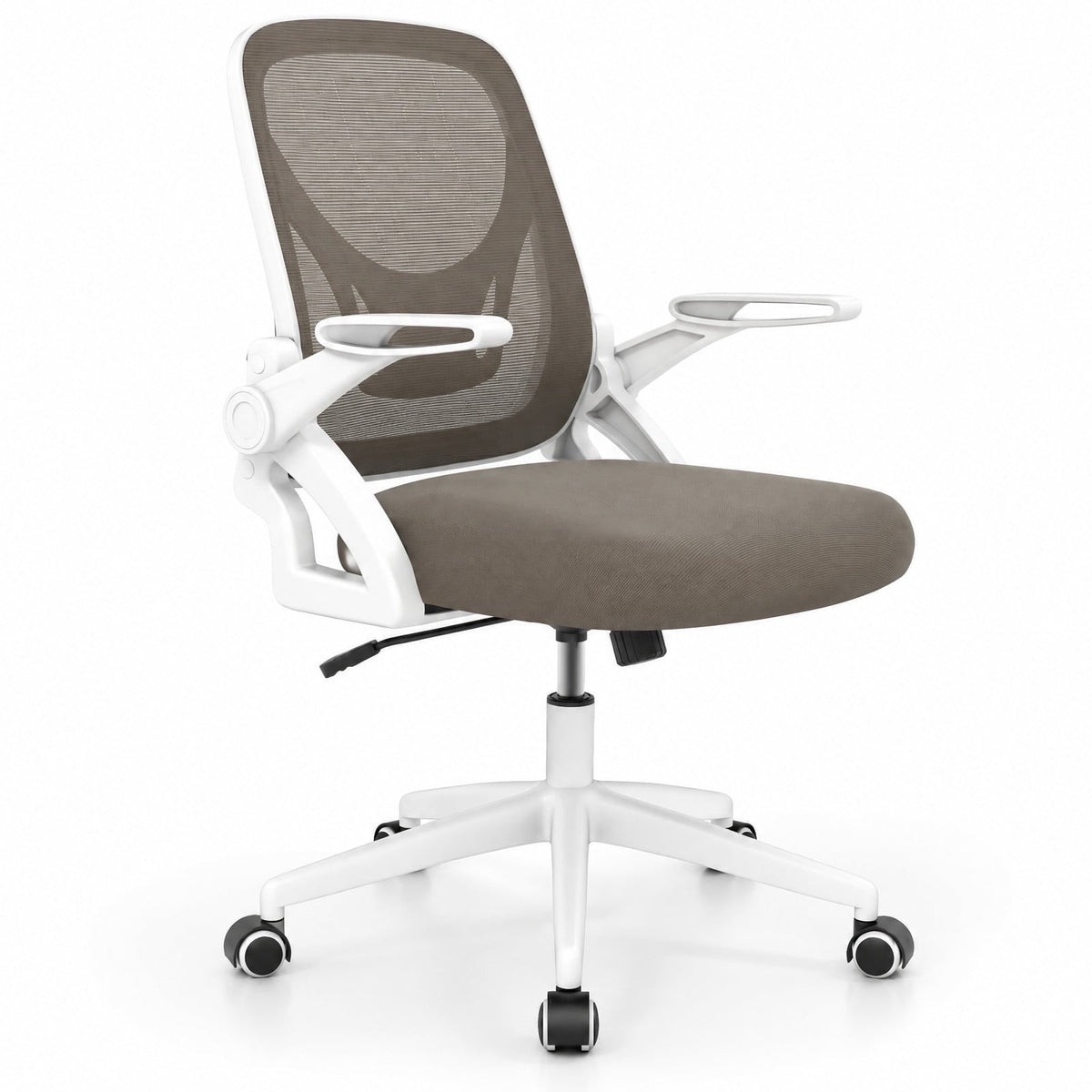 Airfind Ergonomic Computer Desk Chair with Lumbar Support and Flip-up Arms, 330 lbs Capacity, PP Metal Mesh Plywood Sponge Frame, Gray