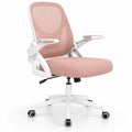 Airfind Ergonomic Computer Desk Chair with Lumbar Support and Flip-up Arms, 330 lbs Capacity, PP Metal Mesh Plywood Sponge Frame, Pink