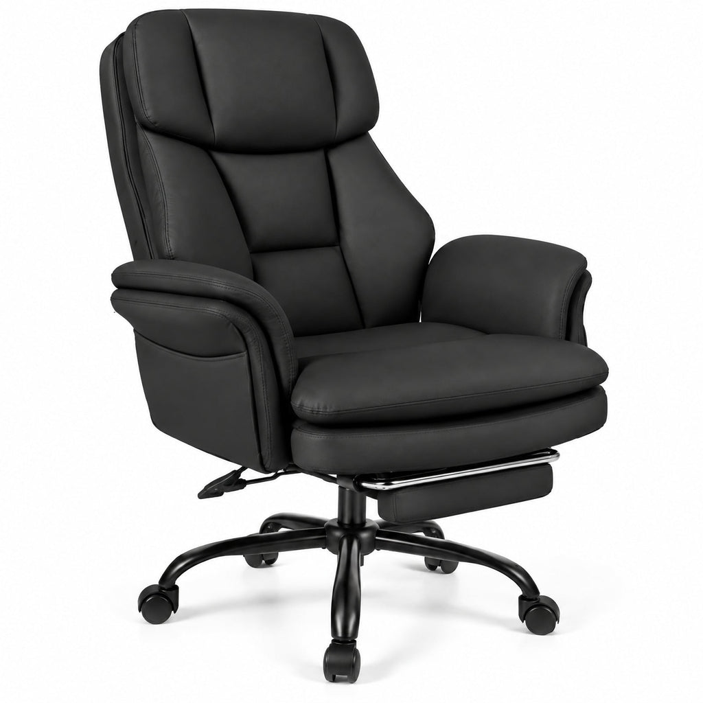 Airfind Ergonomic Cross Legged Office Chair Big and Tall Executive Chair with Retractable Footrest, 500 lbs Capacity, Black