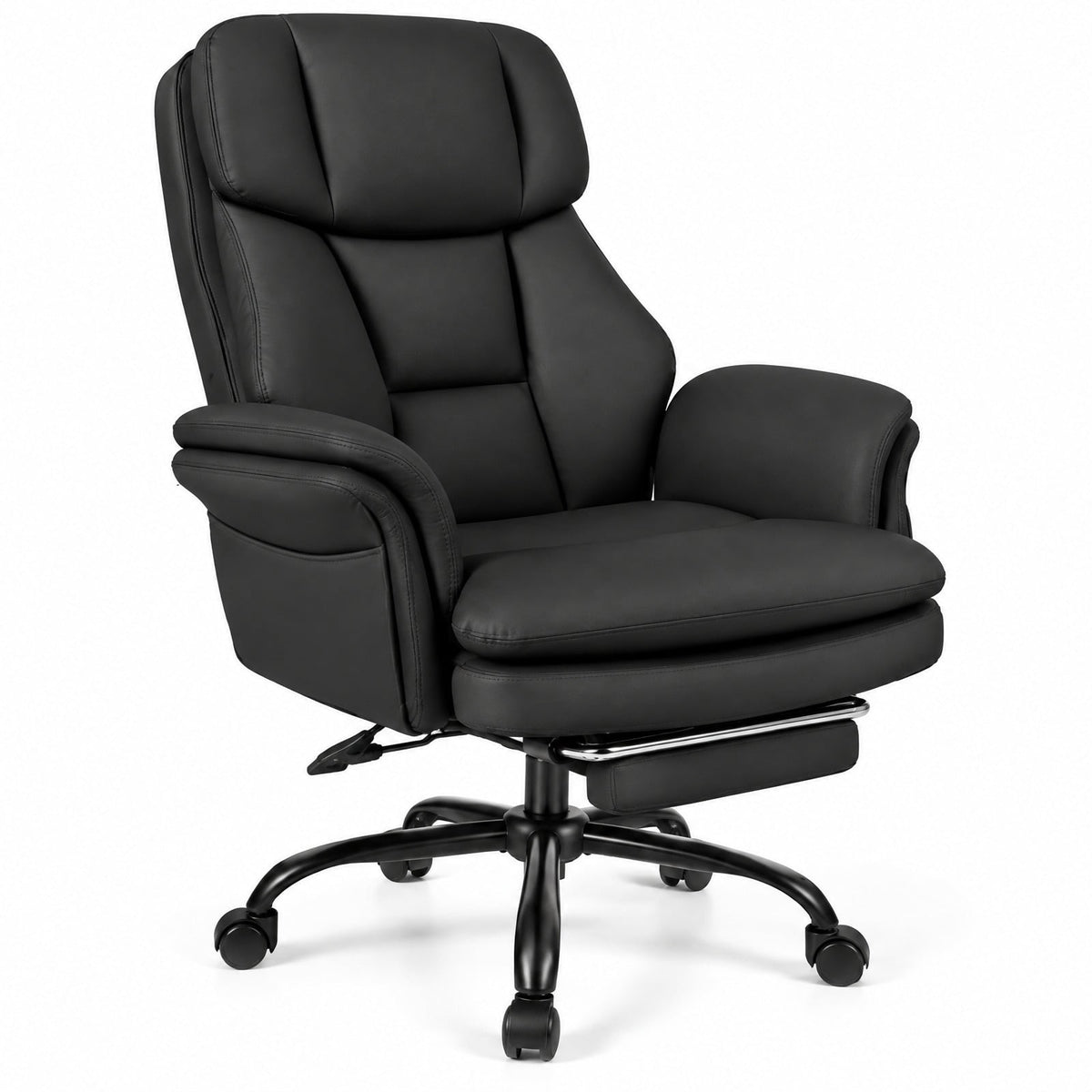 Airfind Ergonomic Cross Legged Office Chair Big and Tall Executive Chair with Retractable Footrest, 500 lbs Capacity, Black