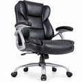 Airfind Executive Office Chair Leather Ergonomic Computer Desk Chair with Padded Seat and Armrests, 330 lbs Capacity, Black