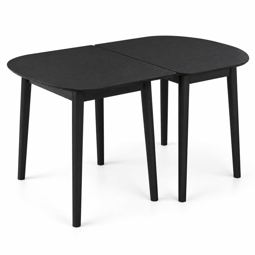 Airfind Extendable Oval Dining Table Set with 2 Half-Round Tables for 4-6 People, 260 lbs Capacity, MDF Rubber Wood Frame, Black