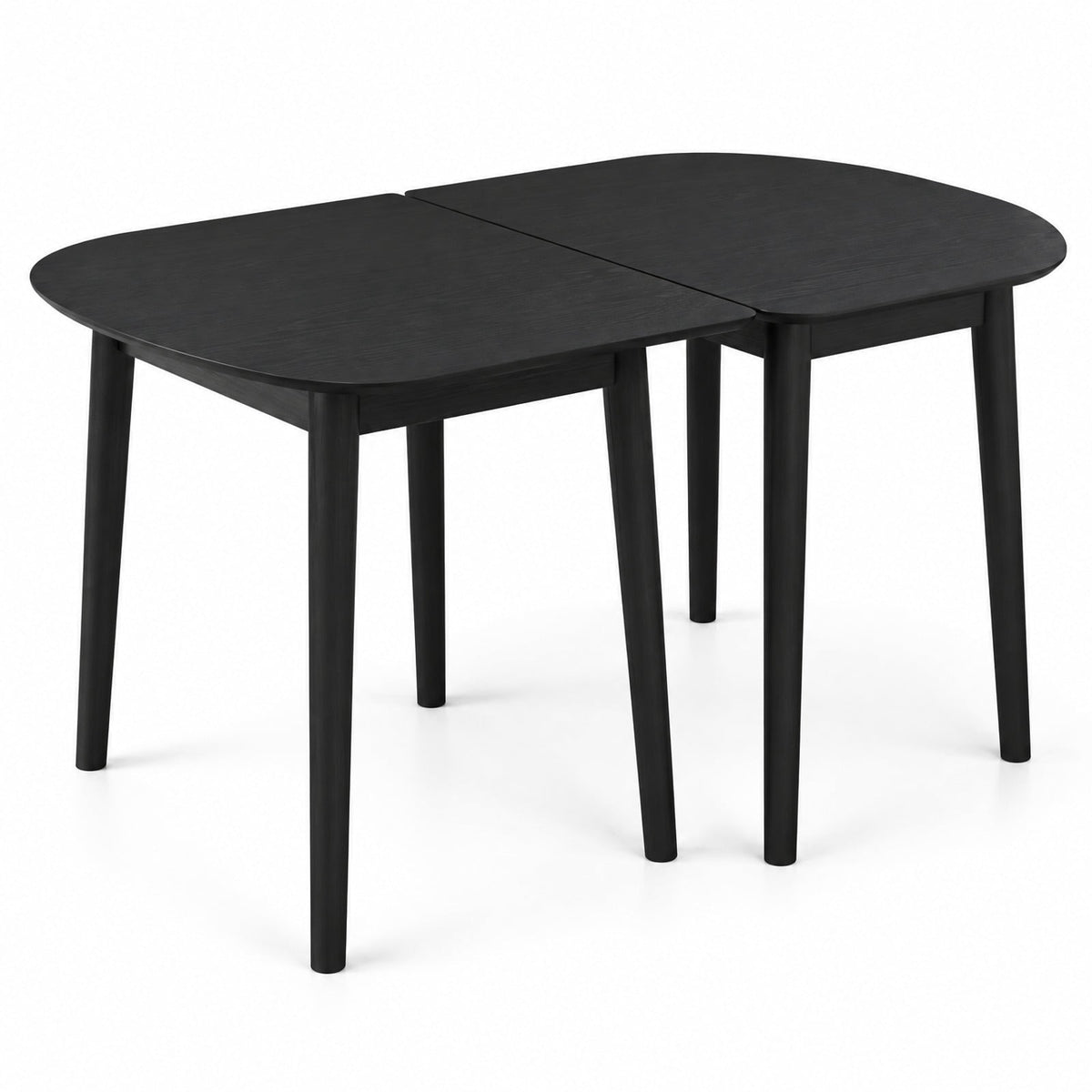 Airfind Extendable Oval Dining Table Set with 2 Half-Round Tables for 4-6 People, 260 lbs Capacity, MDF Rubber Wood Frame, Black