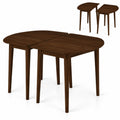 Airfind Extendable Oval Dining Table Set with 2 Half-Round Tables for 4-6 People, 260 lbs Capacity, MDF Rubber Wood Frame, Walnut