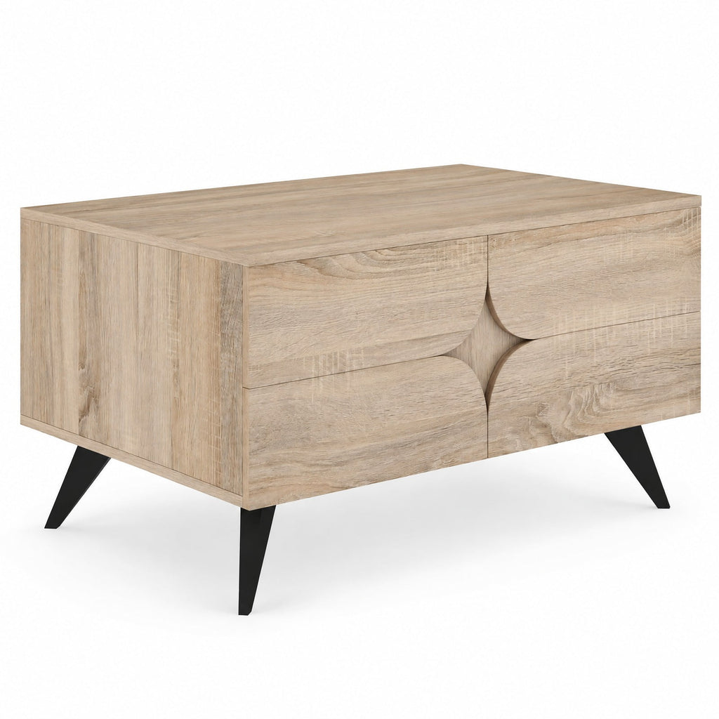 Airfind Farmhouse Accent Modern Coffee Table with Storage for Living Room Bedroom, 88 lbs Capacity, MDF Plastic Frame, Natural