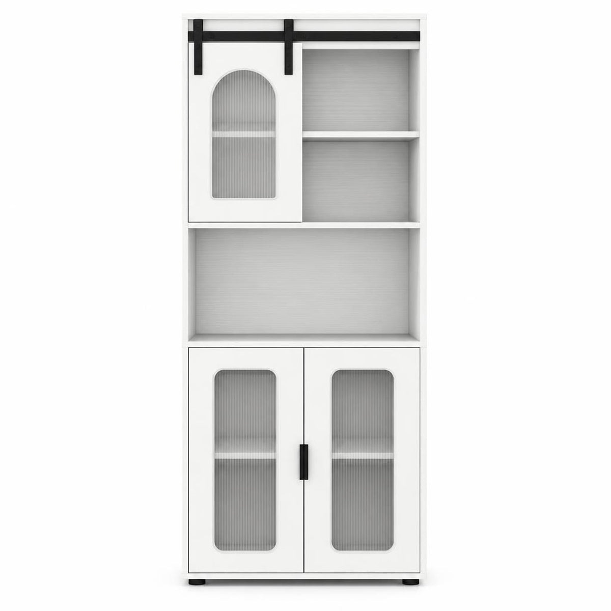Airfind Farmhouse Bathroom Floor Cabinet featuring Sliding Barn Door, 44 lbs Capacity, Engineered Wood Frame, 23.5 Inch x 12 Inch x 59 Inch Footprint, White
