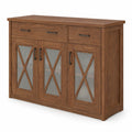 Airfind Farmhouse Buffet Sideboard 3-Door Kitchen Storage Cabinet featuring 2 Drawers, Top 132 lbs Total Capacity, Engineered Wood PC Frame, Brown