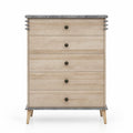 Airfind Farmhouse Chest Dresser of Drawers Tall Storage Organizer, 176 lbs Capacity, Engineered Wood MDF Rubber Wood Metal Frame, Grey