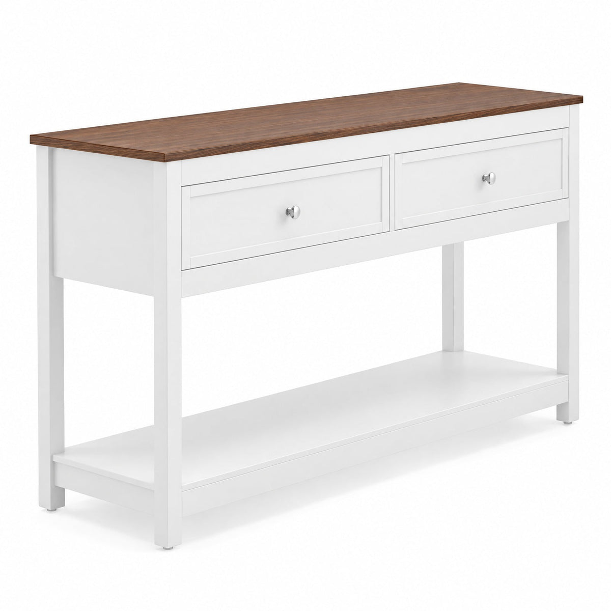 Airfind Farmhouse Console Table Entryway Sofa Table Featuring 2 Drawers and Open Storage Shelf for Living Room, 165 Lb Capacity, White
