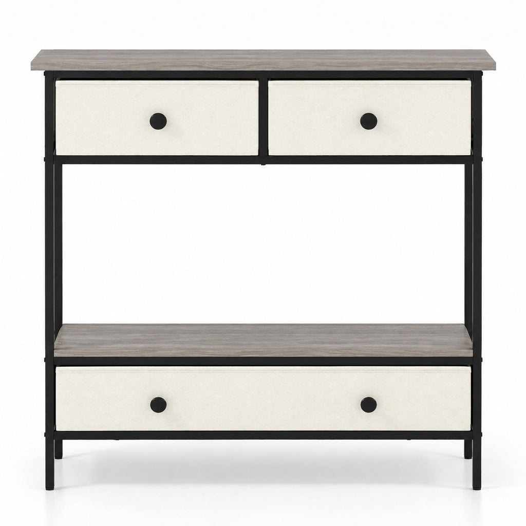 Airfind Farmhouse Console Table with Open Storage Shelf for Hallway, 66 lbs Capacity, Engineered Wood Metal Frame, 32 x 12 x 34 Footprint, Gray