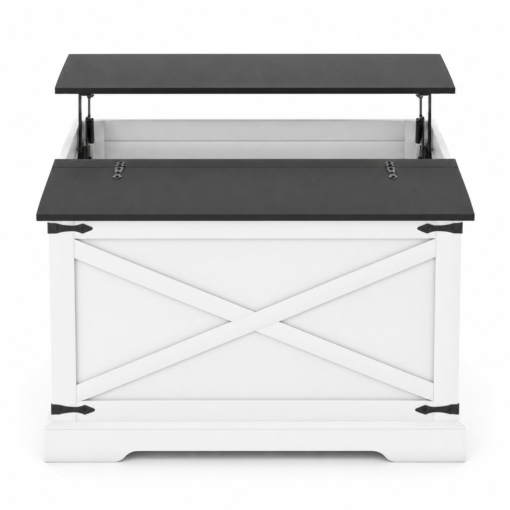 Airfind Farmhouse Lift Top Coffee Table with Hidden Storage Compartment, 132 lbs Tabletop Capacity, Engineered Wood MDF Metal Frame, Black