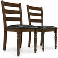 Airfind Farmhouse PU Leather Upholstered Dining Chairs Set of 2, Chair 330 lbs Capacity, Rubber Wood PU Leather Sponge Engineered Wood Frame, Brown