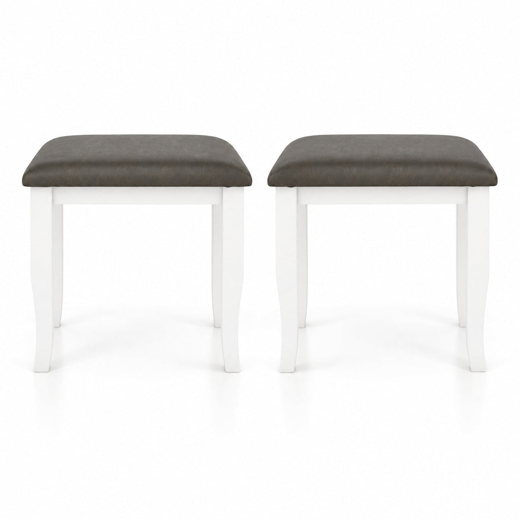 Airfind Faux Leather Vanity Stool Chair Set of 2 for Makeup Room and Living Room, 18.5in x 14.5in x 17.5inSeat Cushion Footprint, Gray
