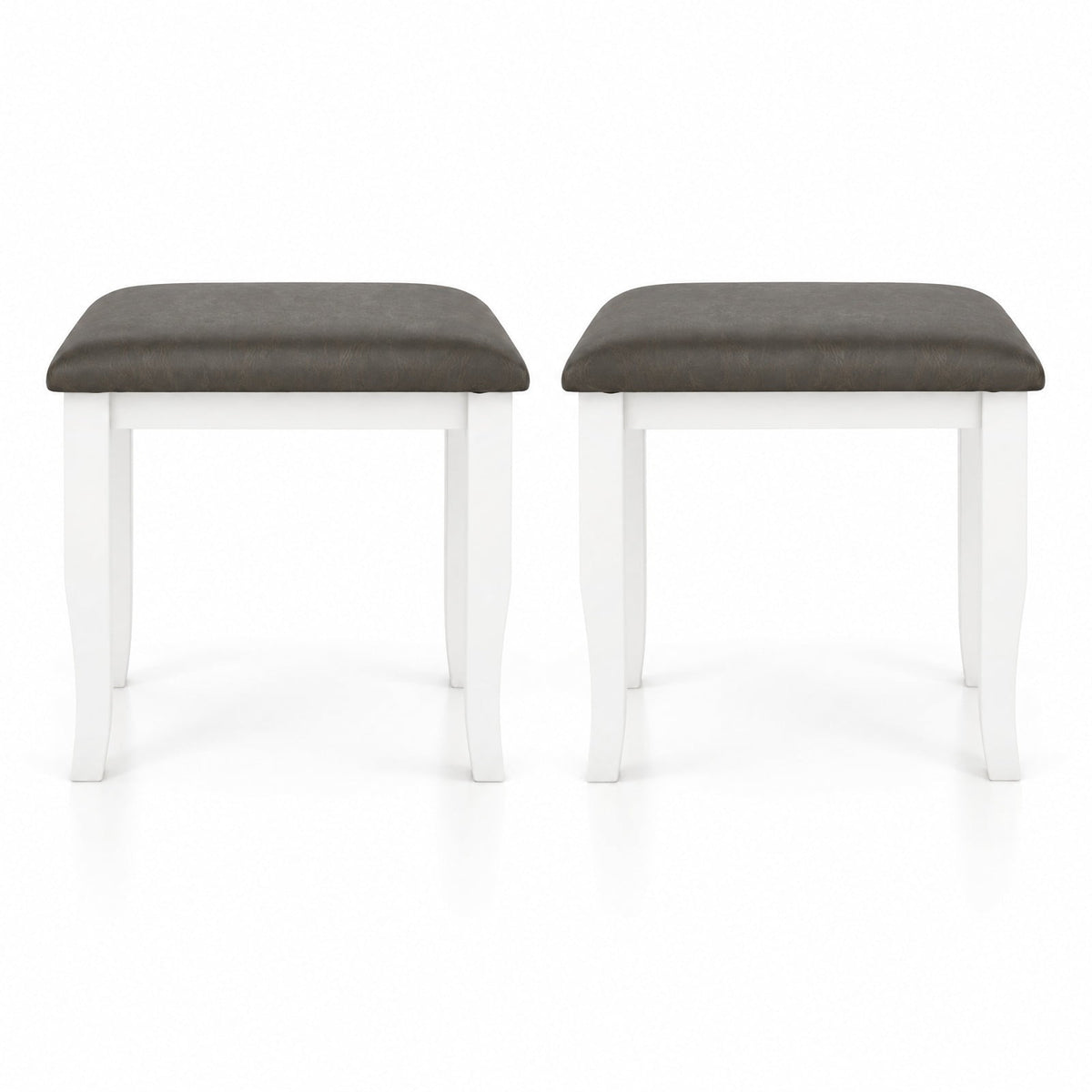 Airfind Faux Leather Vanity Stool Chair Set of 2 for Makeup Room and Living Room, 18.5in x 14.5in x 17.5inSeat Cushion Footprint, Gray