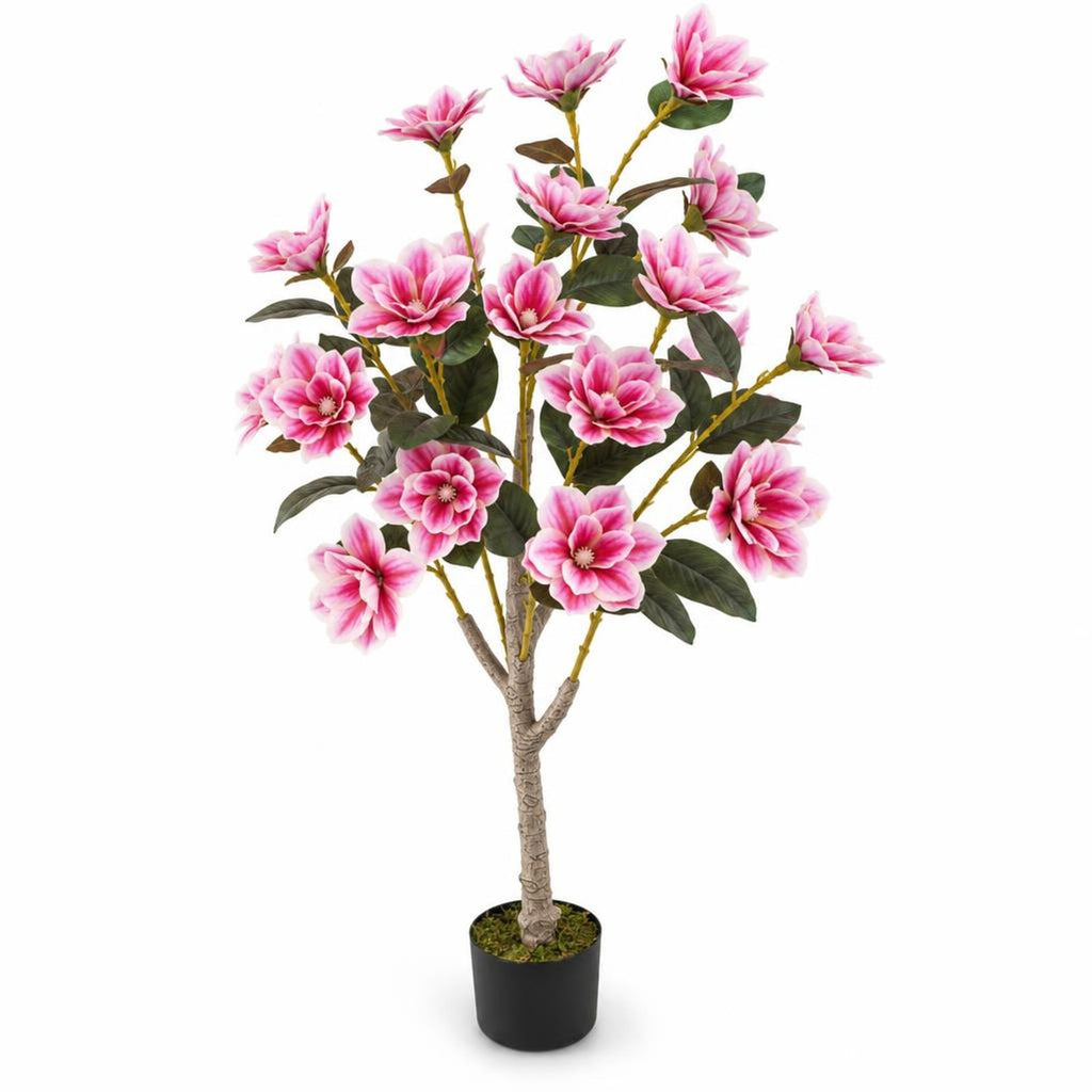 Airfind Faux Wedding Flower Plant with Elegant PEVA Leaves and Multi-branch Trunks, PEVA PE PP Cement Tree Height 51 Inch Flowerpot, Pink