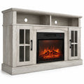 Airfind Fireplace TV Stand for TVs Up to 65 Inch with Side Cabinets and Remote Control, 66 lbs Capacity, Engineered wood Frame, Gray