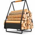 Airfind Firewood Storage Rack Heavy, 55 lbs Capacity, Metal Leather Frame, 12 Inch x 12 Inch x 24 Inch Footprint, Black