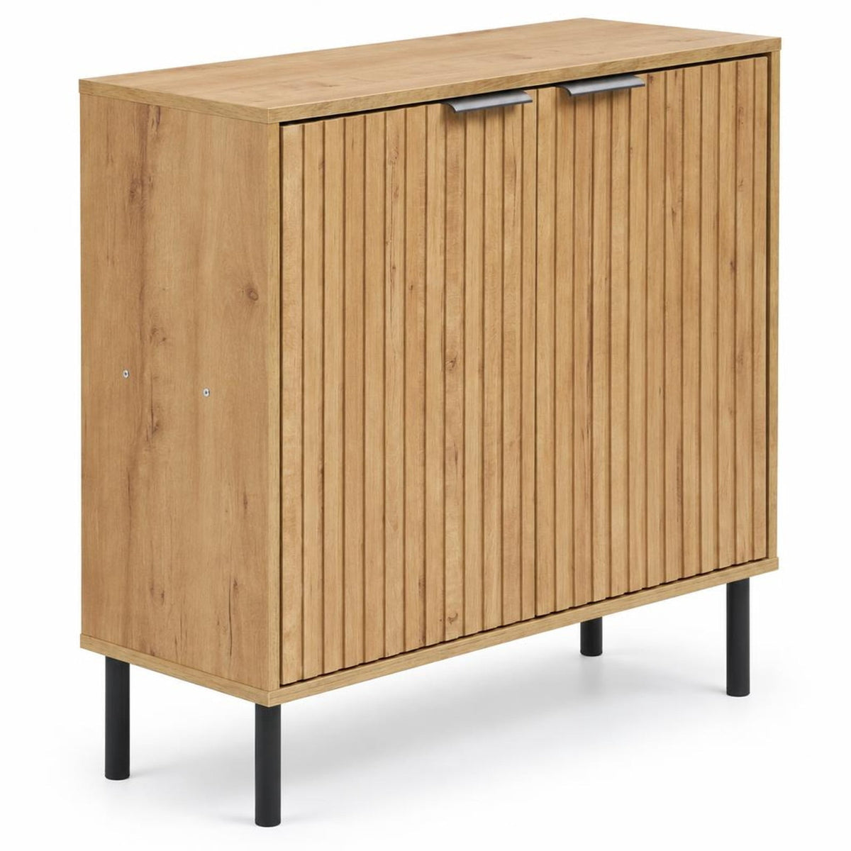 Airfind Fluted Buffet Cabinet with 2-Door Sideboard for Kitchen and Dining Room, Black Oak + BlackMaterial Engineered Wood MetalOverall