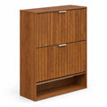 Airfind Fluted Hidden Shoe Cabinet with 2 Flip Drawers and Open Storage, 55 lbs Capacity, Engineered Wood Frame, 31.5in x 9.5in x 40in Footprint