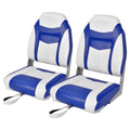 Airfind Folding Boat Seats Set with High Back Ergonomic Support and Waterproof Padded Cushion for Fishing and Pontoon Boats, Blue
