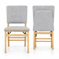 Airfind Foldable Dining Chair Set of 2 Armless Kitchen Chair with Padded Seat and Tilt Backrest, Rubber Wood MDF Sponge Linen Fabric Frame, Gray
