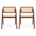 Airfind Foldable Dining Chairs Set of 2 with Woven Rattan Backrest, 400 lbs Capacity, Rubber Wood Plywood Plastic Frame, 23 Inch x 21 Inch x 29.5 Inch Footprint