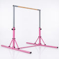 Airfind Foldable Gymnastics Bar for Kids with 3 Level Adjustable Height and Bamboo Grip Bar for Home Balance and Coordination Training, Pink