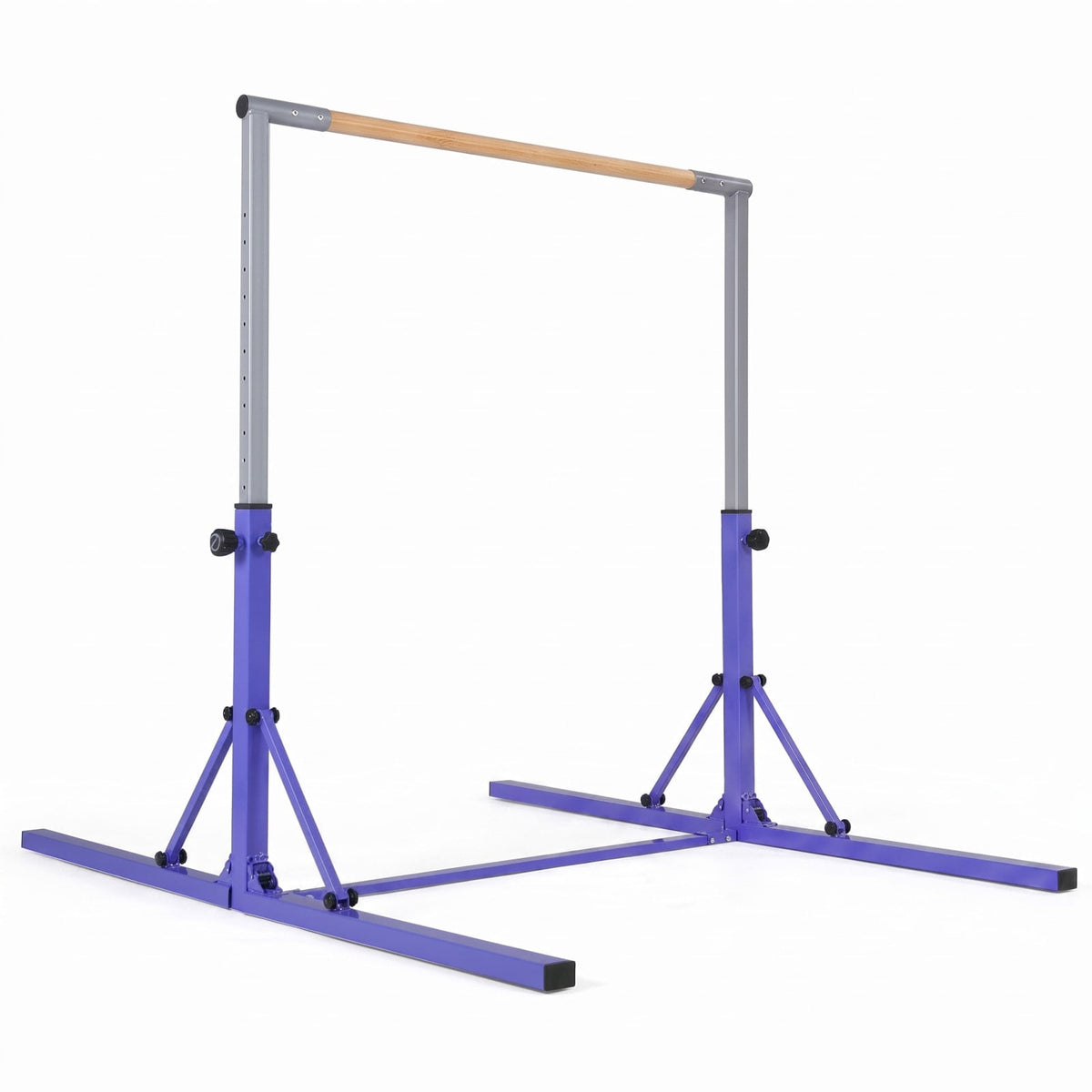 Airfind Foldable Gymnastics Bar for Kids with 3 Level Adjustable Height and Bamboo Grip Bar for Home Balance and Coordination Training, Purple