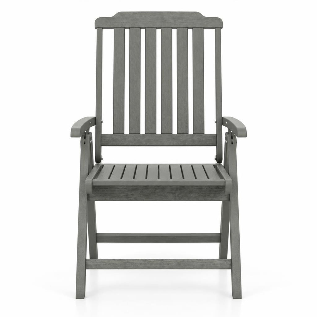 Airfind Foldable Patio Chair All, Weather HDPE Outdoor Dining Chair with Armrest, Gray, The slatted design effectively prevents water accumulation