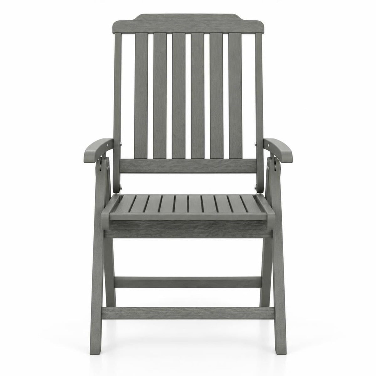 Airfind Foldable Patio Chair All, Weather HDPE Outdoor Dining Chair with Armrest, Gray, The slatted design effectively prevents water accumulation